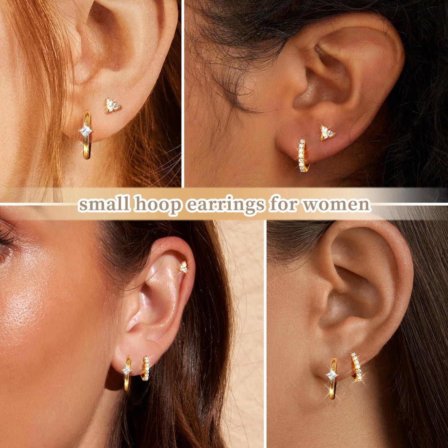 Four Eight-pointed Stars Inlaid Zircon Earings Set